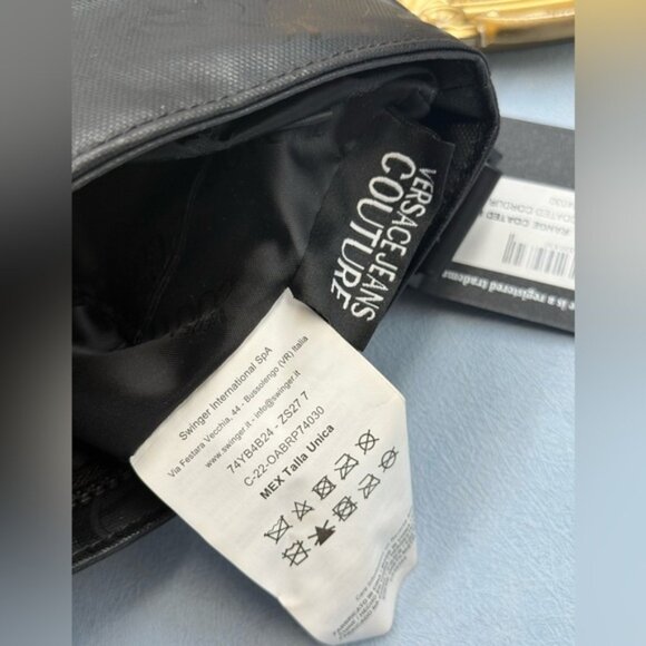 🆕 VERSACE JEANS COUTURE 🧿 NWT Black Coated Regalia Baroque Messenger Bag - Picture 15 of 16